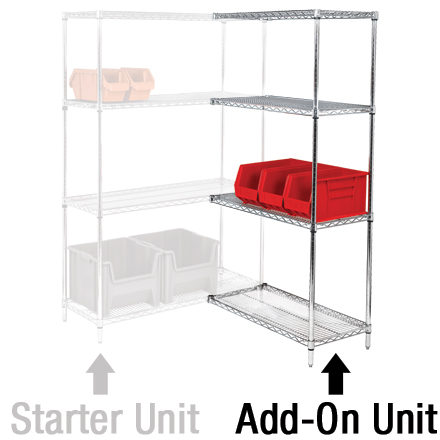 60 x 18 x 86" - 4 Shelf Wire Shelving Add-On Unit